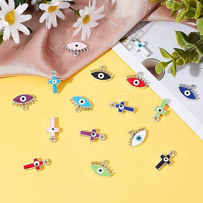 64Pcs 16 Style CCB Plastic Enamel Pendants CCB-FH0001-08-1