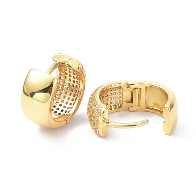Brass Micro Pave Cubic Zirconia Hoop Earrings ZIRC-P090-01G-1