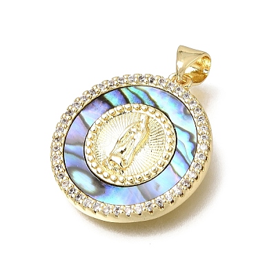 Brass Micro Pave Clear Cubic Zirconia Pendants CU-CBAF50C-01A-G-1
