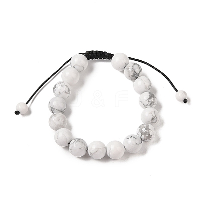 10mm Round Natural Howlite Braided Bead Bracelets BJEW-C067-01C-08-1