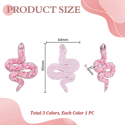 3Pcs 3 Colors Snake Polyester Embroidered Cloth Patch PATC-GA0001-88-1