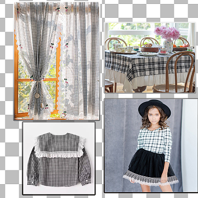Tartan Polyester Pleated Lace Ribbon OCOR-WH0100-23-1