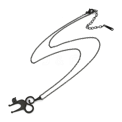 Halloween Series 202 Stainless Steel Cable Chain Cat Shape Pendant Necklaces NJEW-S005-01B-E-1