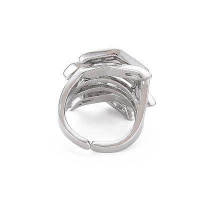Hug Hand Fingers Cubic Zirconia Cuff Ring X1-RJEW-T016-35P-02-1