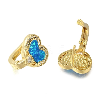 Heart Rack Plating Brass Micro Pave Cubic Zirconia Hoop Earrings EJEW-P277-07B-G-1