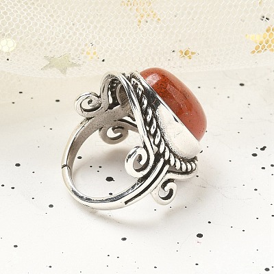Natural Red Jasper Adjustable Rings RJEW-I108-01AS-18-1