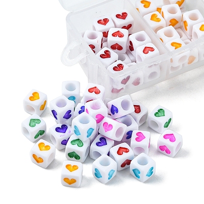 175Pcs 7 Colors White Opaque Acrylic Beads MACR-YW0002-02-1