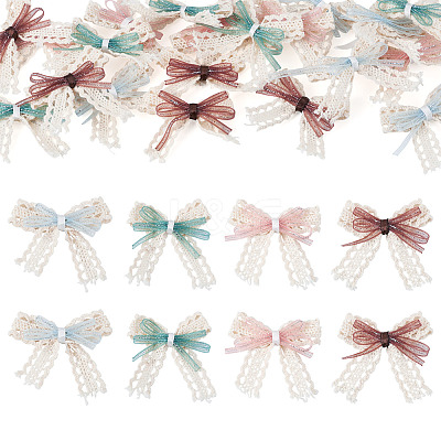 24Pcs 4 Styles Polyester Lace Bowknot Ornament Accessories DIY-TA0015-29-1