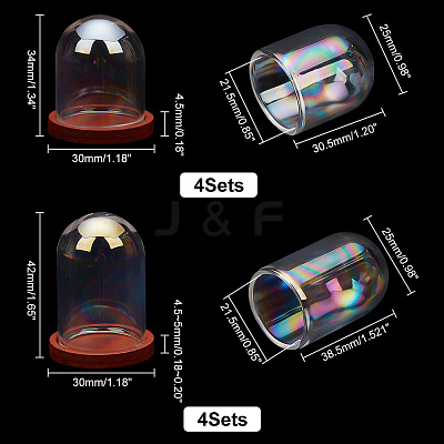 8 Sets 2 Style Iridescent Glass Dome Cover DJEW-PH0001-25-1