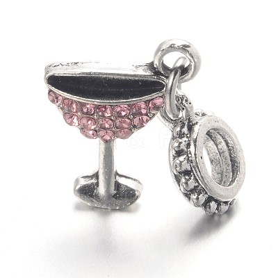 Large Hole Alloy Glass Rhinestone European Dangle Charms X-MPDL-L013-14-1
