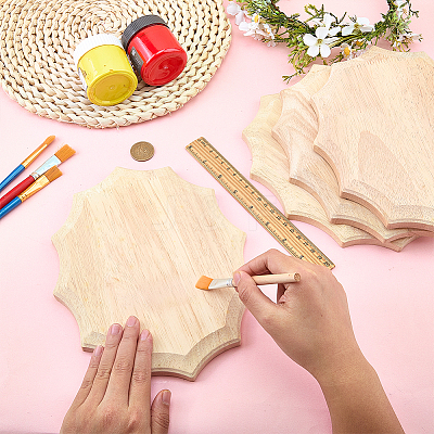 4Pcs Unfinished Rubber Wood Timber Board WOOD-FG0001-66A-1