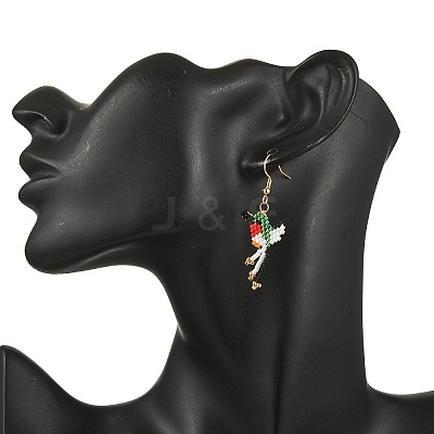 304 Stainless Steel MIYUKI Glass Seed Beads Bird Dangle Earrings EJEW-MZ00555-04-1
