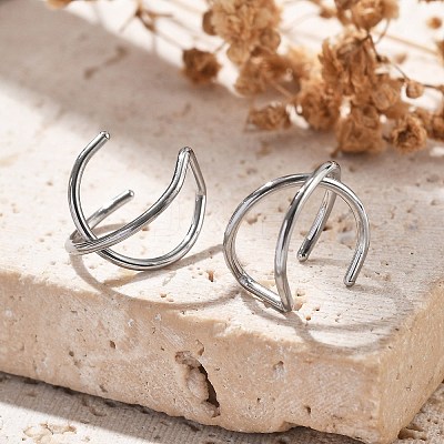 304 Stainless Steel Cross Clip on Nose Rings AJEW-A062-03P-1