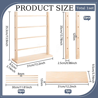 4-Tier Detachable Wooden Bracelet Organizer Display Tower Stands ODIS-WH0043-262A-1