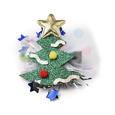 Christmas Theme Glitter Felt Fabric Alligator Hair Clip PHAR-U002-01G-1