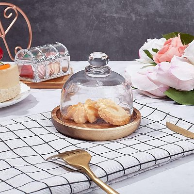 Clear Glass Dessert/Cake Cloche Dome Display Cases ODIS-WH0029-30-1