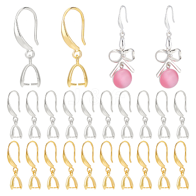 4 Sets 2 Colors Brass Smooth Earring Hooks EJEW-PH0001-22-1