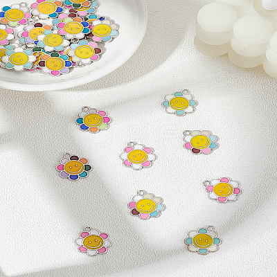 30Pcs 5 Colors Alloy Enamel Pendants ENAM-LP0002-17-1