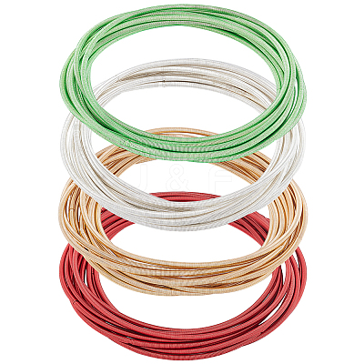 40Pcs 4 Styles Steel Wire Round Snake Chain Stretch Bracelets Set BJEW-BC0001-20-1