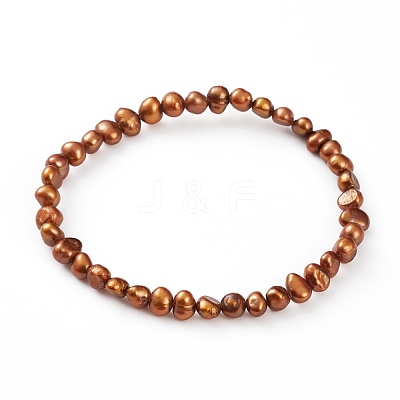 Dyed Natural Cultured Freshwater Pearl Beads Stretch Bracelets BJEW-JB05892-1