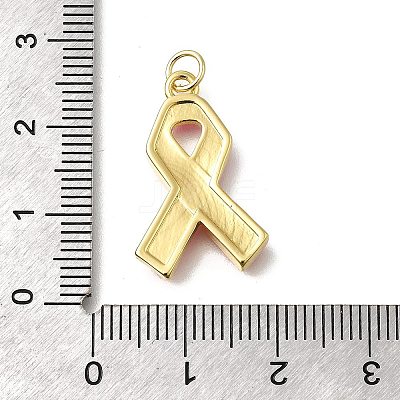 October Breast Cancer Pink Awareness Ribbon Brass Enamel Pendants KK-S517-04H-G-1