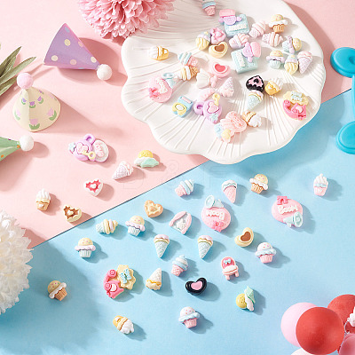 70Pcs 7 Styles Resin Cabochons RESI-TA0004-06-1