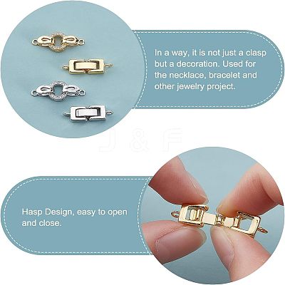 8 Sets 2 Style Brass Fold Over Clasps KK-FH0002-20-1