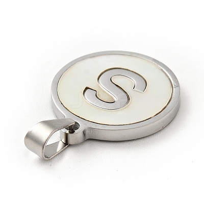 304 Stainless Steel with White Shell Pendants STAS-G268-01S-P-1