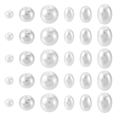 410Pcs 6 Styles Glass Pearl Beads HY-TA0003-04A-1