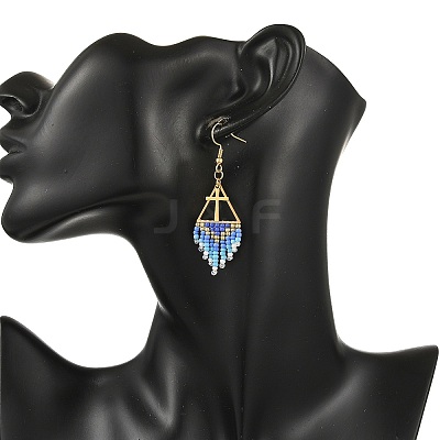 Glass Beads Braided Dangle Earrings EJEW-MZ00786-1