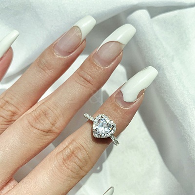 Rhodium Plated 925 Sterling Silver Finger Rings RJEW-A019-45B-01P-1