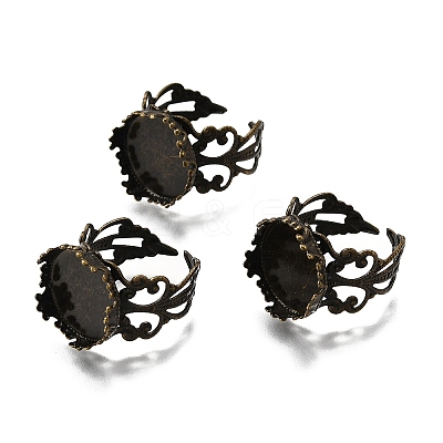 Cuff Brass Filigree Ring Components KK-E477-AB-NF-1