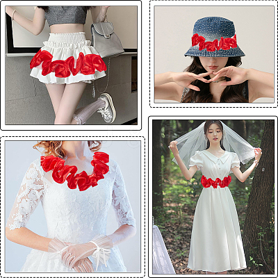 5 Yards Polyester Satin Chiffon Wavy Lace OCOR-CY0001-66A-1