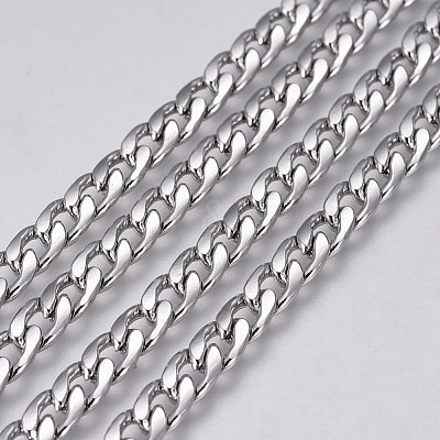 Tarnish Resistant 304 Stainless Steel Cuban Link Chains CHS-G005-B-04P-1