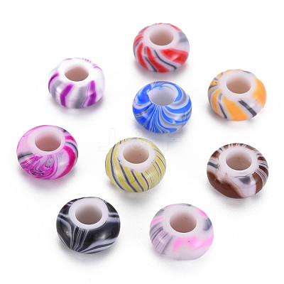 Opaque Acrylic European Beads MACR-S308-01B-1