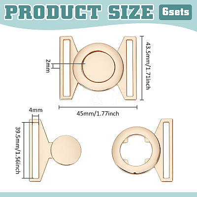 6 Sets Zinc Alloy Side Release Buckles FIND-BC0019-63LG-1