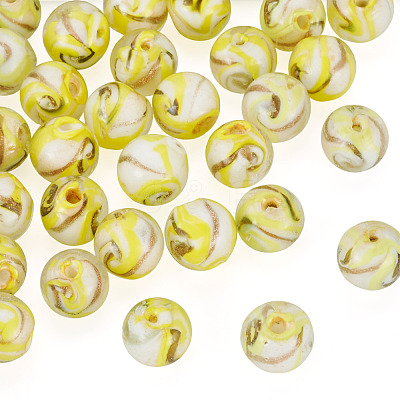 30Pcs Handmade Gold Sand Lampwork Beads LAMP-TA0002-37E-1