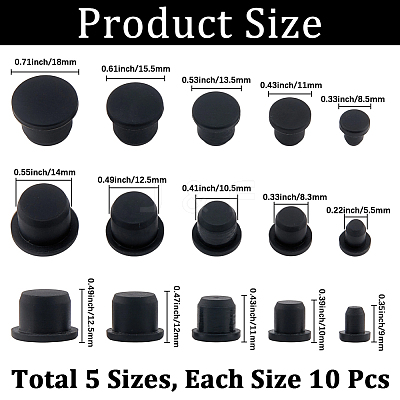 50Pcs 5 Styles Silicone Hole Plugs AJEW-GF0011-62D-1