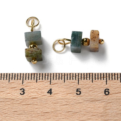 Natural Indian Agate Cuboid Beaded Pendants STAS-C120-02G-03-1