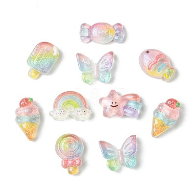48Pcs 8 Styles Transparent Resin Cabochons RESI-CJ0004-79-1