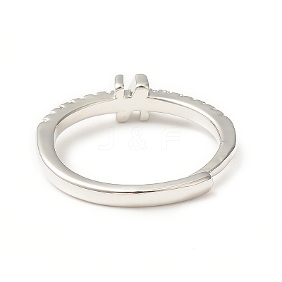 Clear Cubic Zirconia Initial Letter Adjustable Ring RJEW-C052-01P-N-1