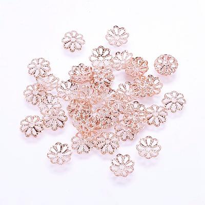 Long-Lasting Plated Brass Fancy Bead Caps KK-F711-01RG-1