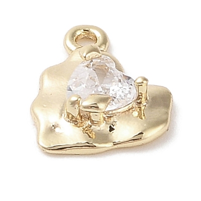 Brass Micro Pave Clear Cubic Zirconia Charms KK-G491-25G-1