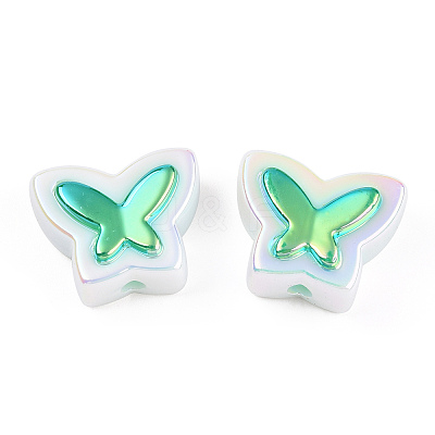 UV Plated Rainbow Acrylic Beads X-PACR-N015-02-1