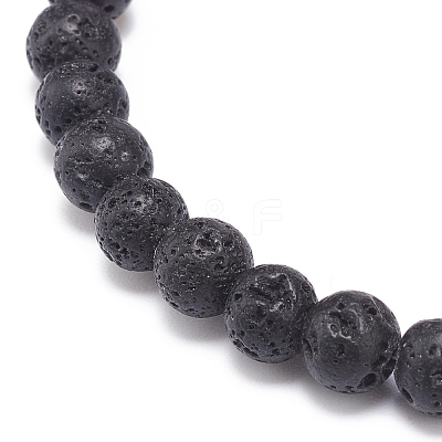 2Pcs Natural Lava Rock Stretch Bracelets Set BJEW-JB08673-01-1