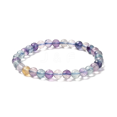 Natural Fluorite Beaded Stretch Bracelets LS-BJEW-K233-01A-02-1