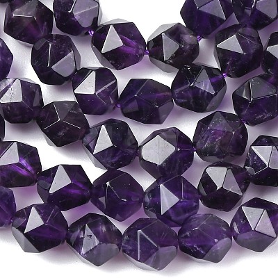 Faceted Natural Amethyst Beads Strands G-K066-09-8mm-01-1