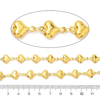 Rack Plating 304 Stainless Steel Heart Link Chains CHS-N009-01B-G-1