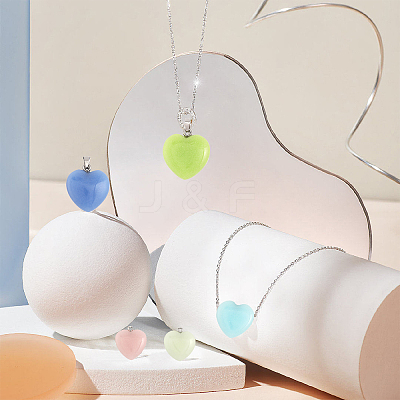 16Pcs 8 Colors Synthetic Luminous Stone Pendants G-CA0001-69-1