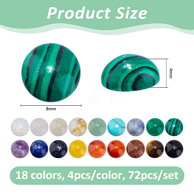 72Pcs 18 Colors Natural Jade Cabochons G-FH0002-73-1